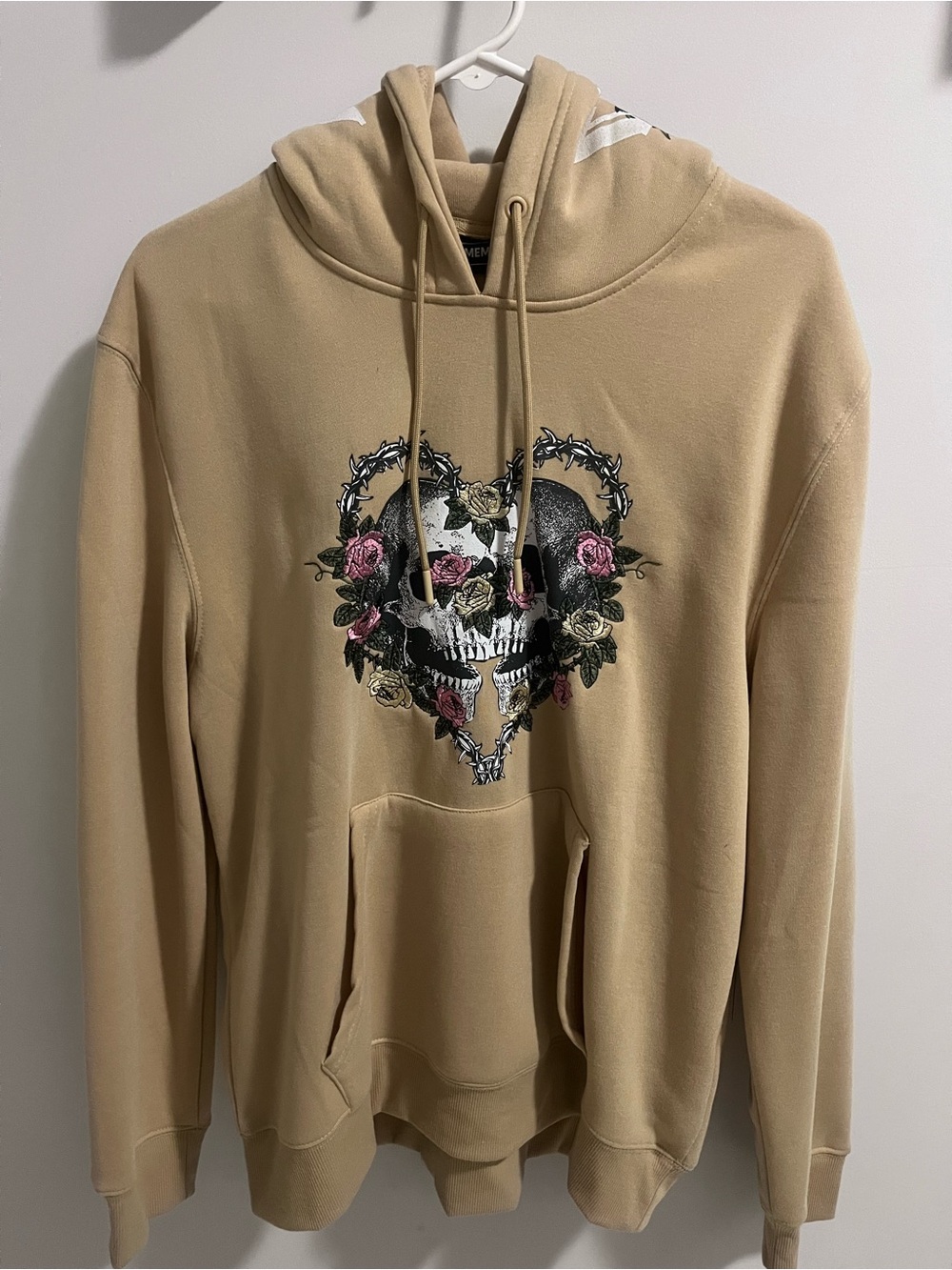 Men’s Members Only Almond Hoodie with Floral Skull Graphic